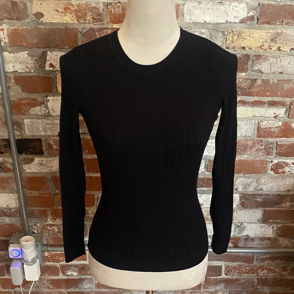 New Look Petite Black Ribbed Long Sleeve Sweater Size 0